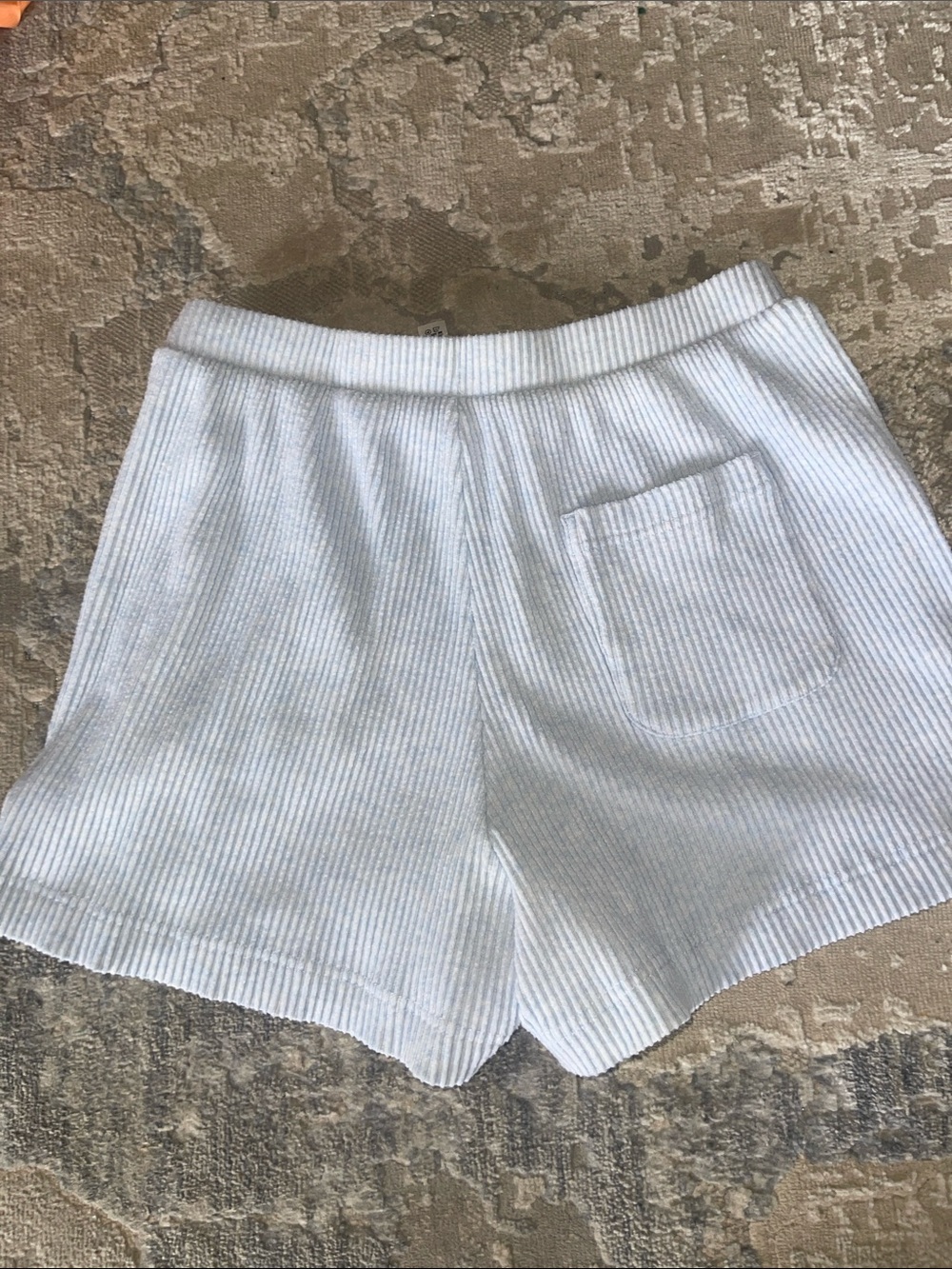 ALO Yoga Ribbed Light Blue Women's Athletic Lounge Shorts - Picture 4 of 4